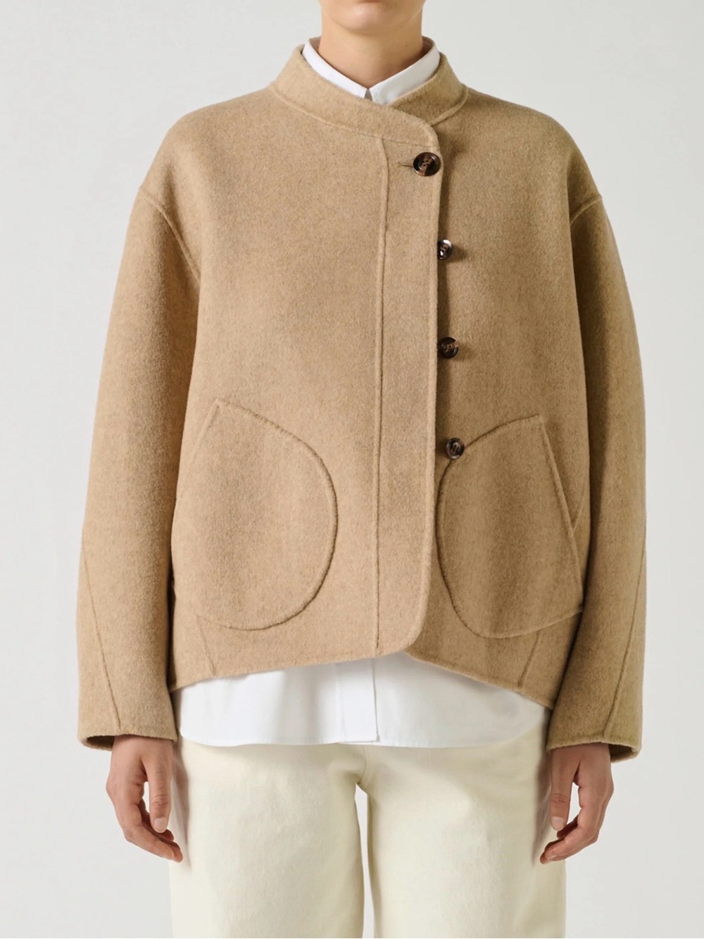 NWOT Soeur Windsor Boxy Wool Coat in Marled Beige size M